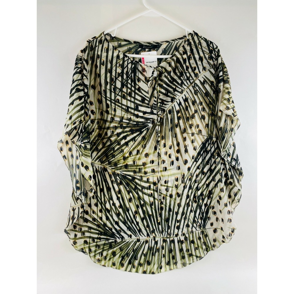 Lenny Niemeyer Poncho Cover Up Kaftan Women's Size S Palm Tree Leopard Print NWT